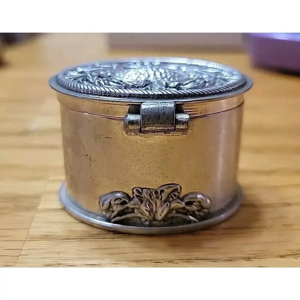 Royal Selangor Engraved Pewter Trinket Box Floral Design Blue Velvet 2